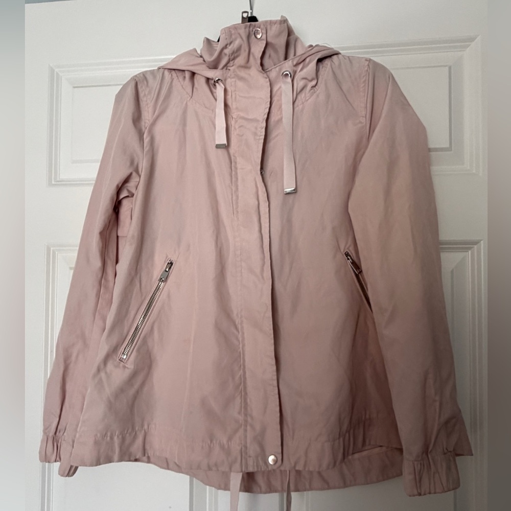 Zara Basic Outerwear Light Pink Hooded Utility Jacket Size S